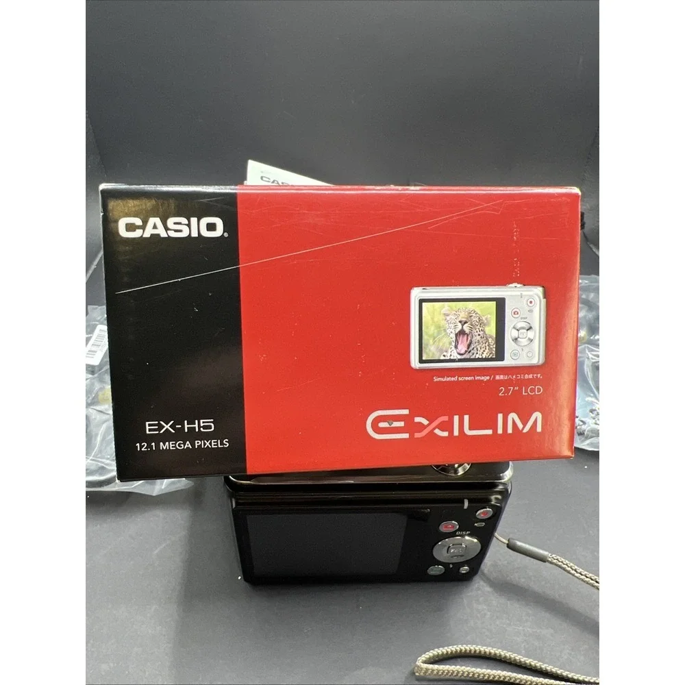 Casio Exilim EX-H5 12.1MP Digital‎ Camera Black Box W/Paperwork Charger - Tested